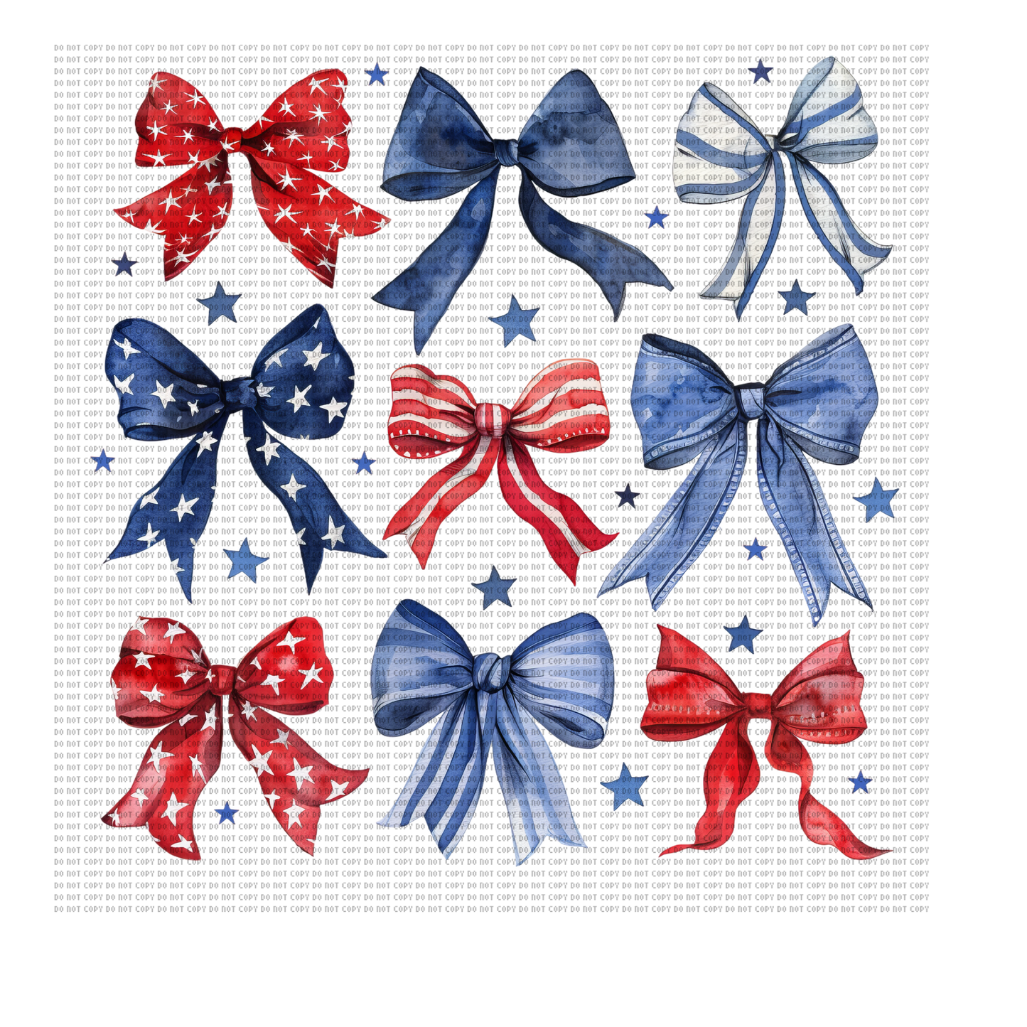 RED WHITE & BLUE BOWS DTF TRANSFER