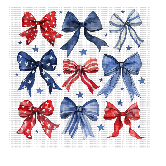 RED WHITE & BLUE BOWS DTF TRANSFER