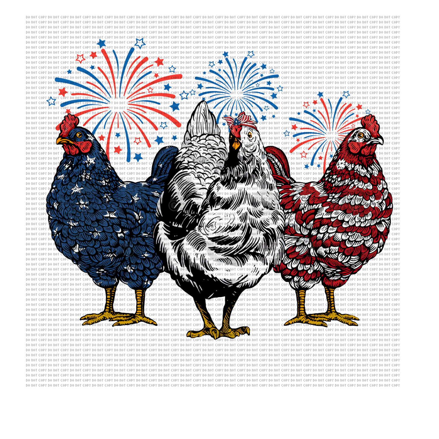 RED WHITE & BLUE ROOSTER DTF TRANSFER