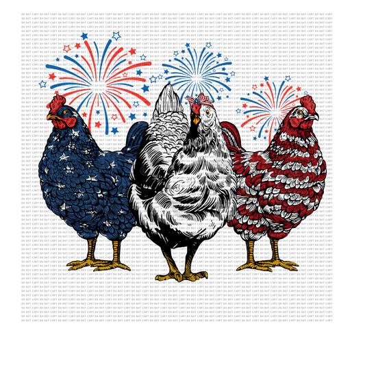 RED WHITE & BLUE ROOSTER DTF TRANSFER