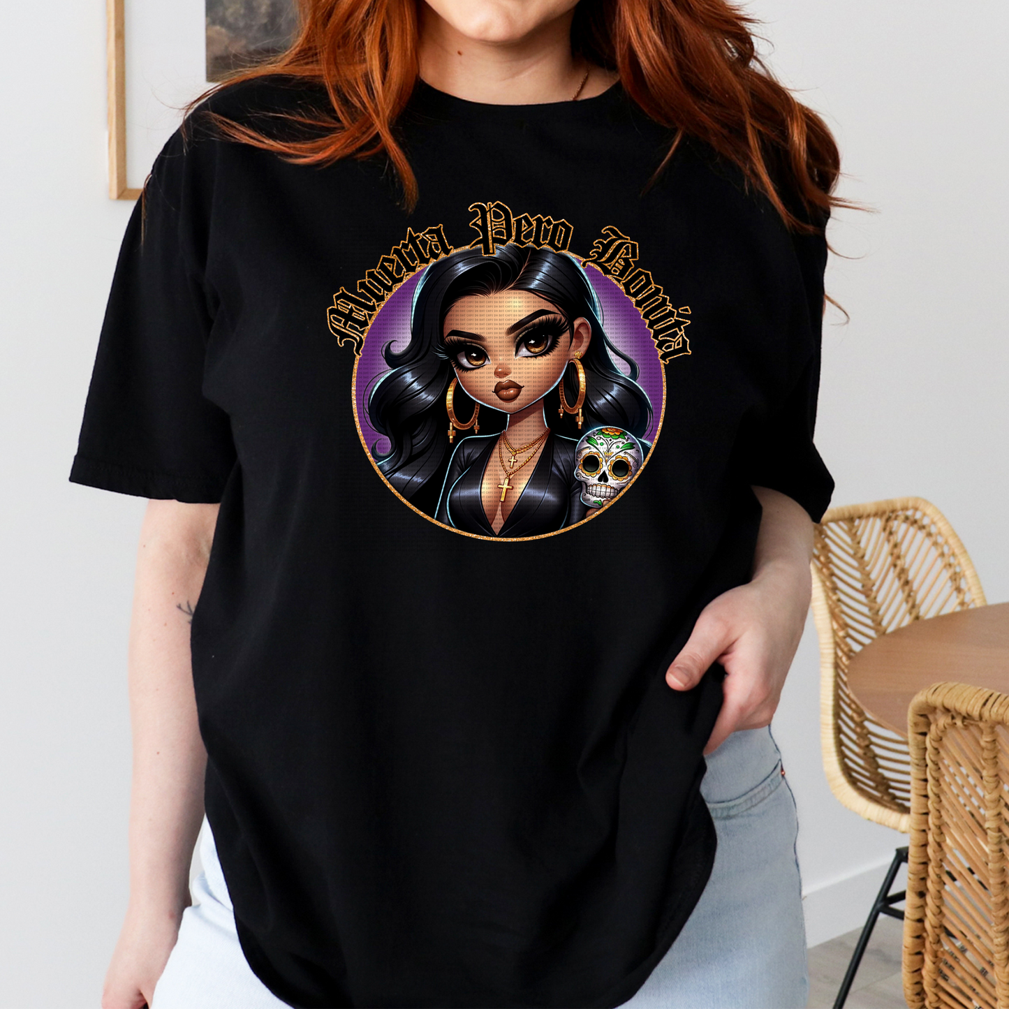 SPOOKY CHICANA BLACK T-SHIRT