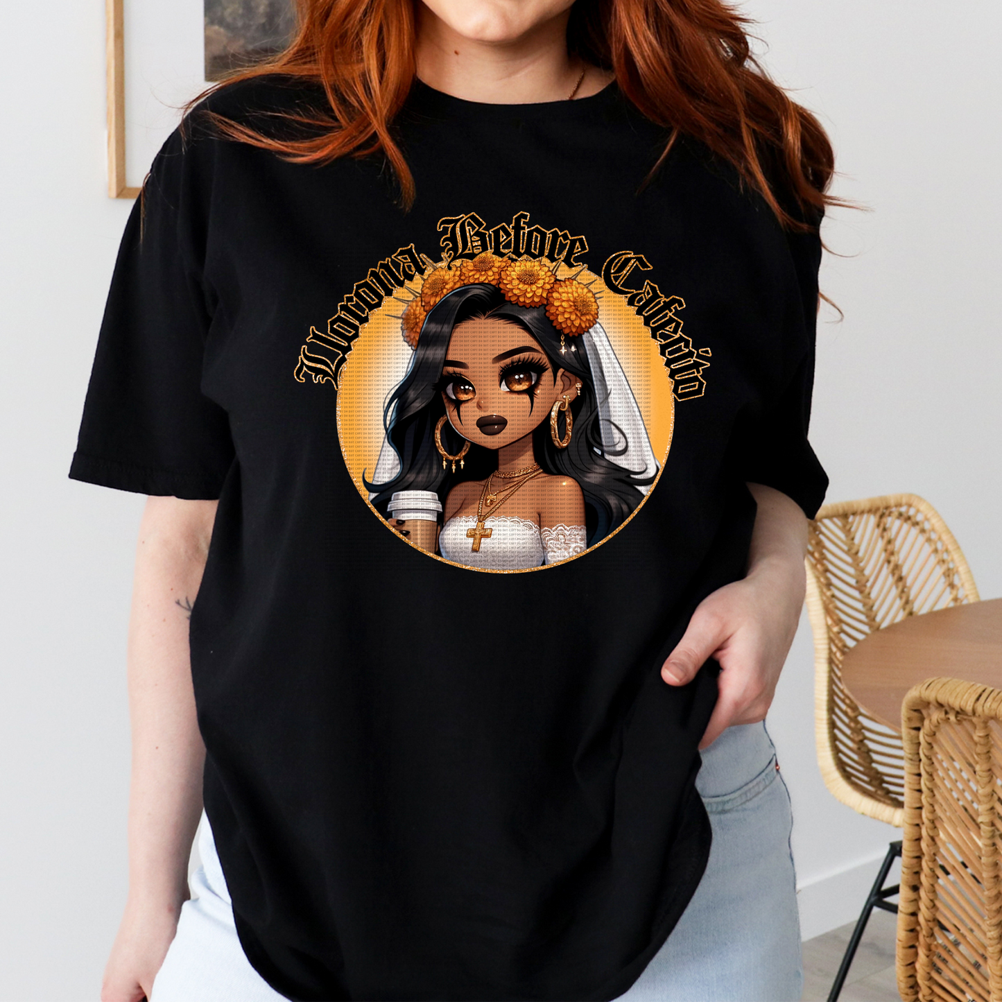 SPOOKY CHICANA BLACK T-SHIRT