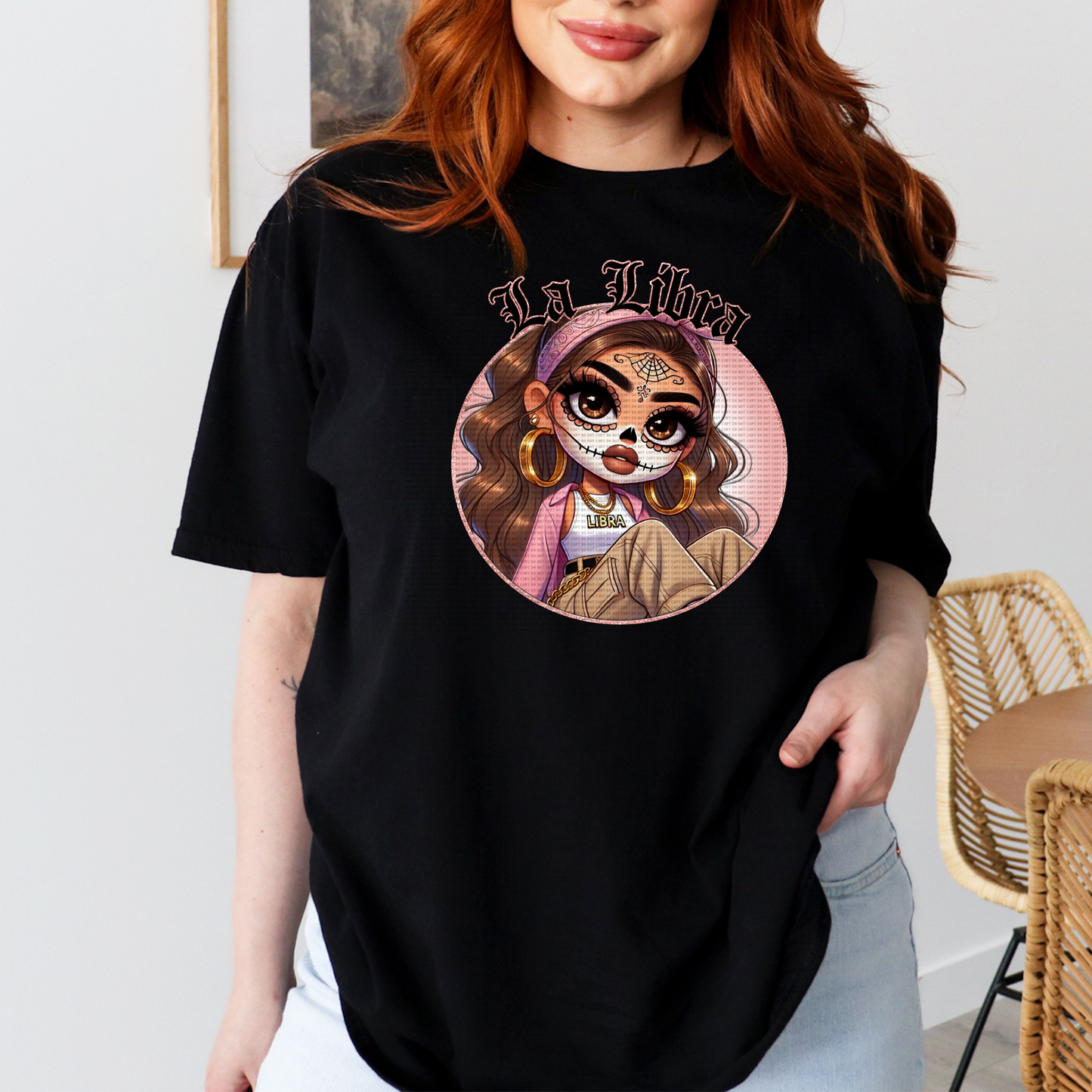 DIA DE LOS MUERTOS LA LIBRA BLACK T SHIRT