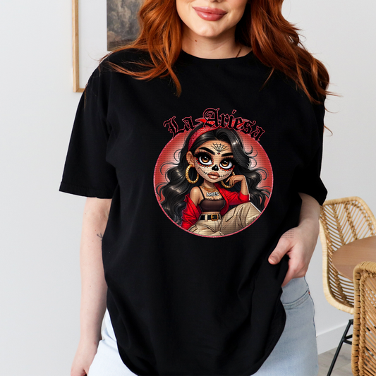 DIA DE LOS MUERTOS LA ARIESA BLACK T SHIRT