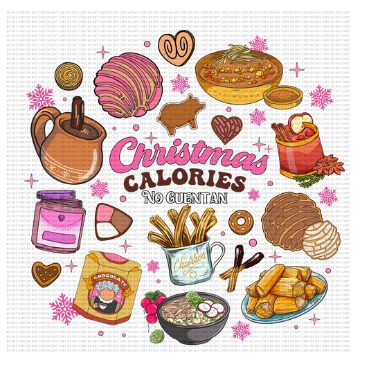 PINK LETTERS CHRISTMAS CALORIES NO CUENTAN DTF TRANSFER