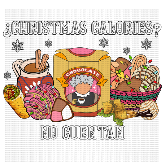 WHITE LETTERS CHRISTMAS CALORIES NO CUENTAN DTF TRANSFER