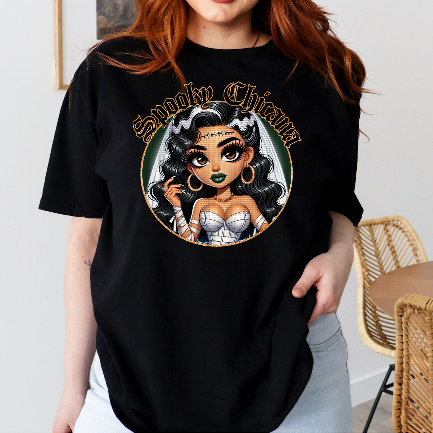 SPOOKY CHICANA BLACK T-SHIRT