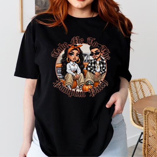 TAKE ME TO THE PUMPKIN PATCH BLACK T-SHIRT