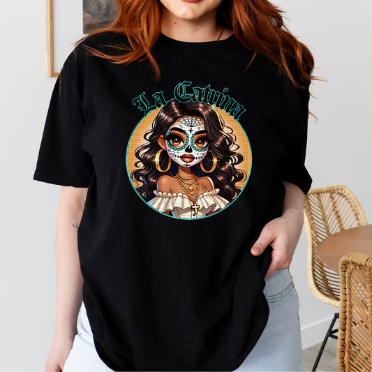 LA CATRINA DIA DE LOS MUERTOS BLACK T-SHIRT